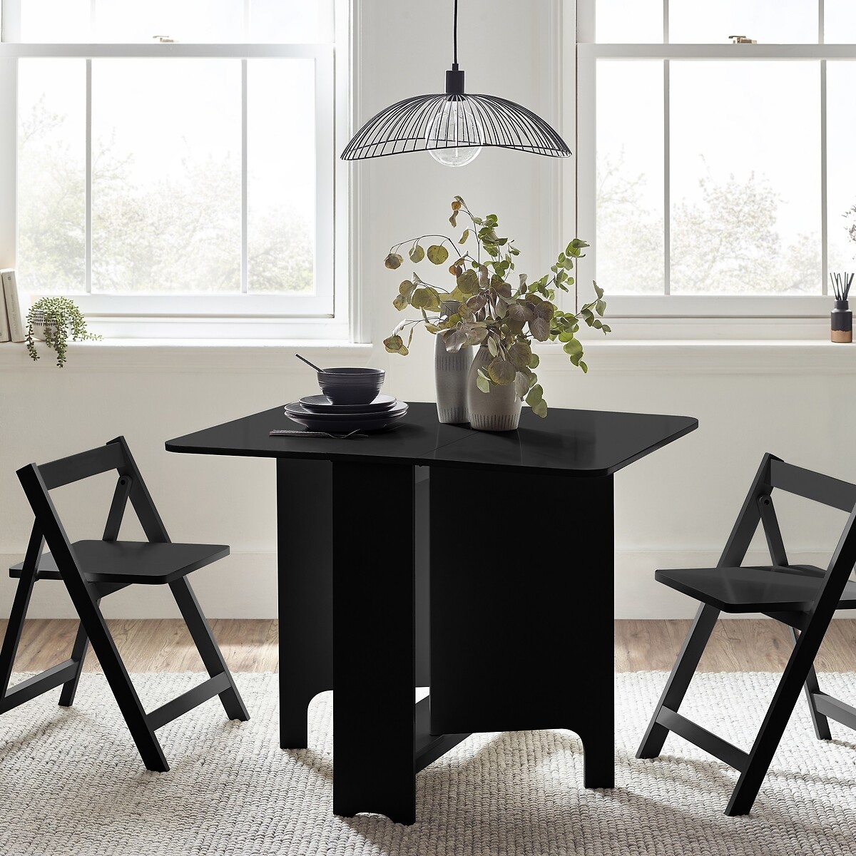 Gideon Gateleg Dining Table and Chairs Set (Seats 2) black, SO'HOME