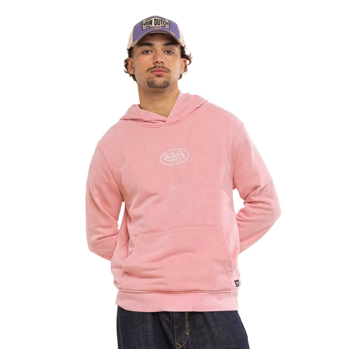 Hoodie coton MATTIA rose clair/blanc, VON DUTCH