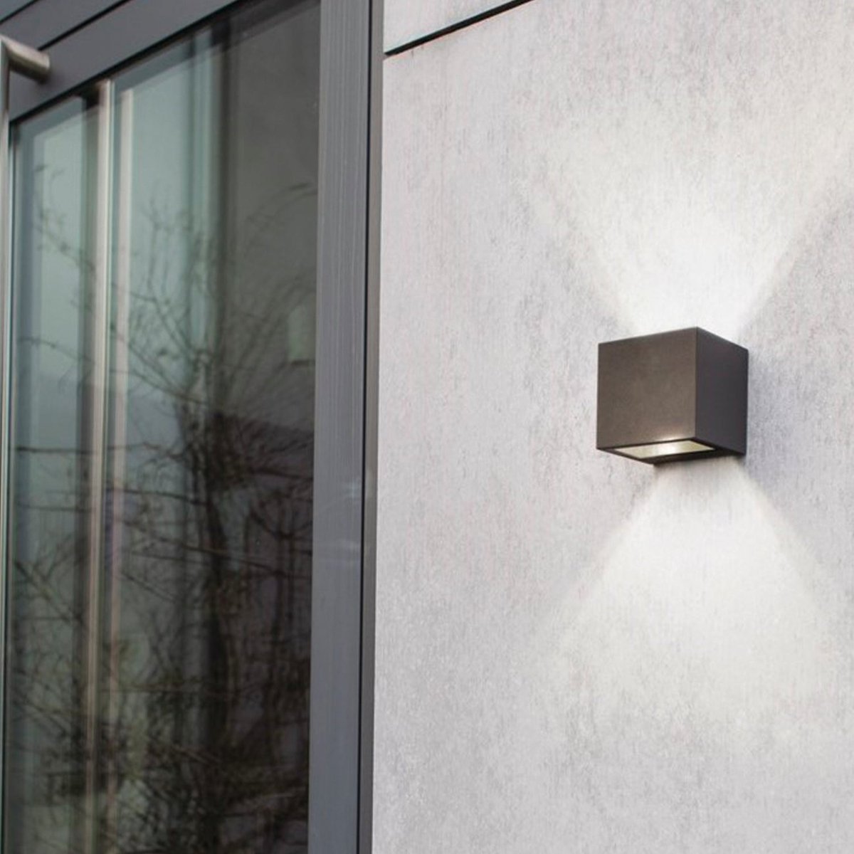 Applique murale d'extérieur sur secteur GEMINI XF BLACK aluminium noir LED blanc chaud H11cm dark grey, LUMISKY