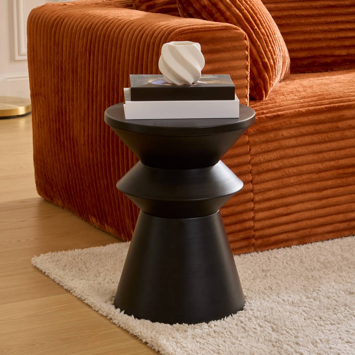 Table d'appoint ronde en acier JAYA noir, ATMOSPHERA