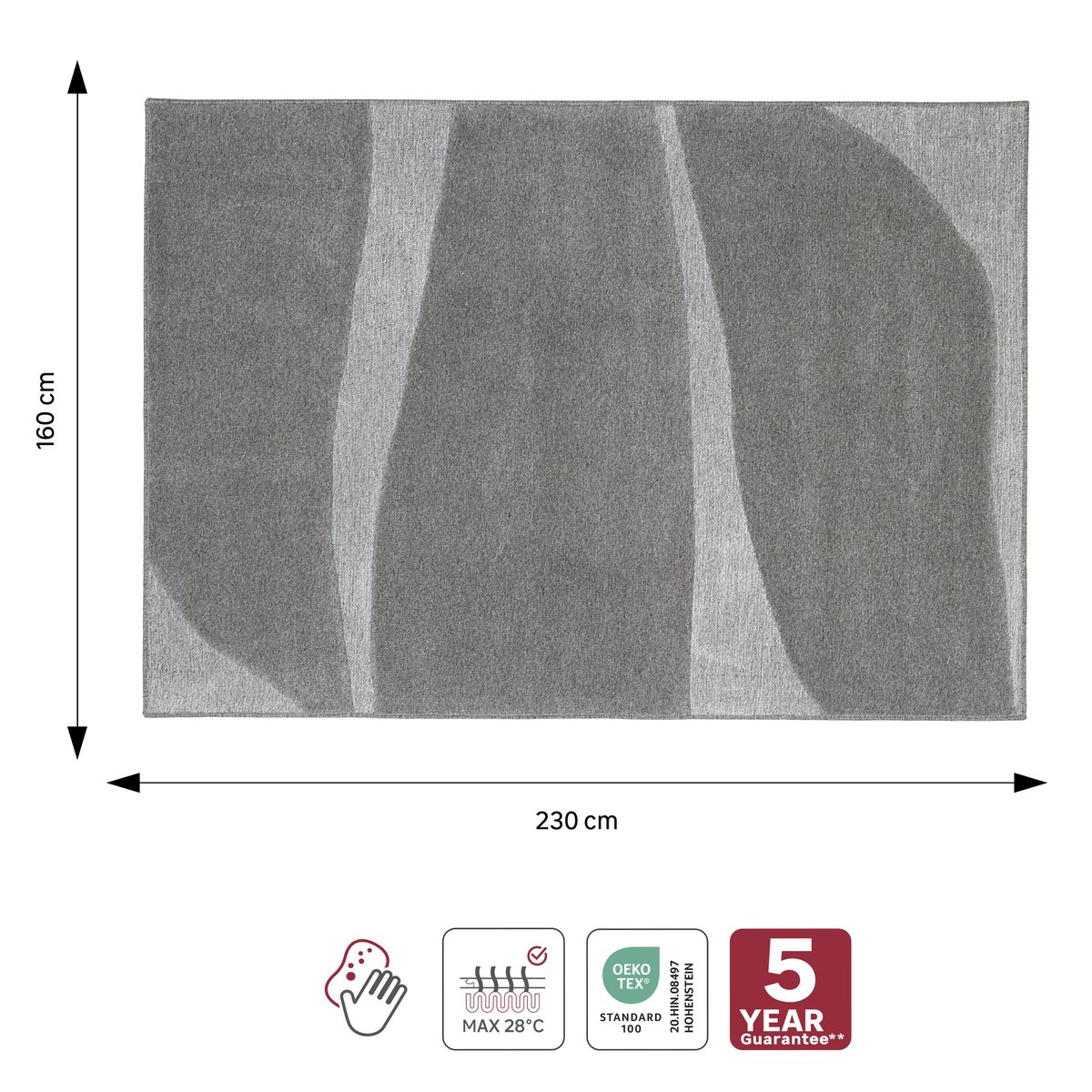 Tapis en laine, BLIDA gris, INSPIRE