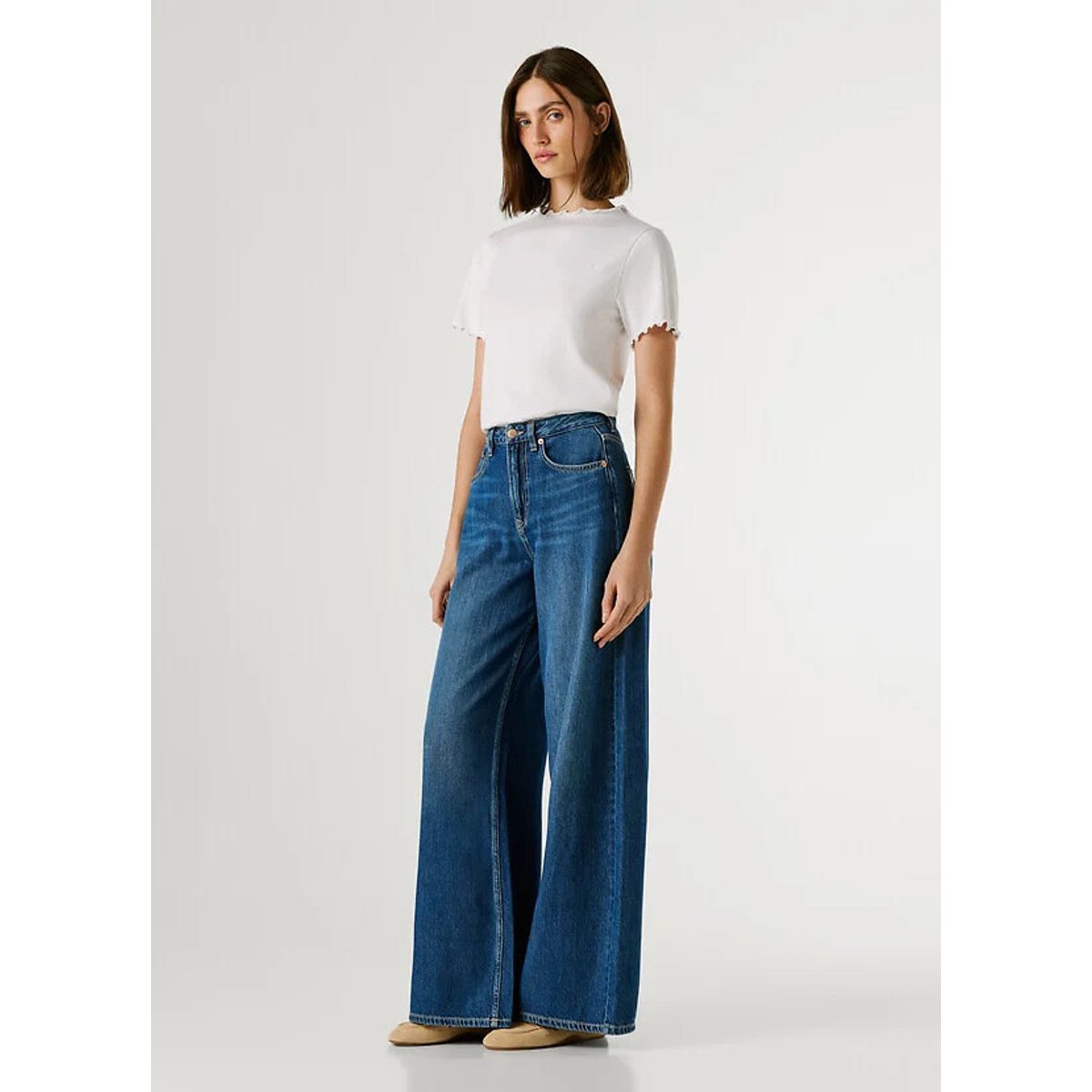 Jean large taille haute JAIMY faded medium blue tencel blend, PEPE JEANS