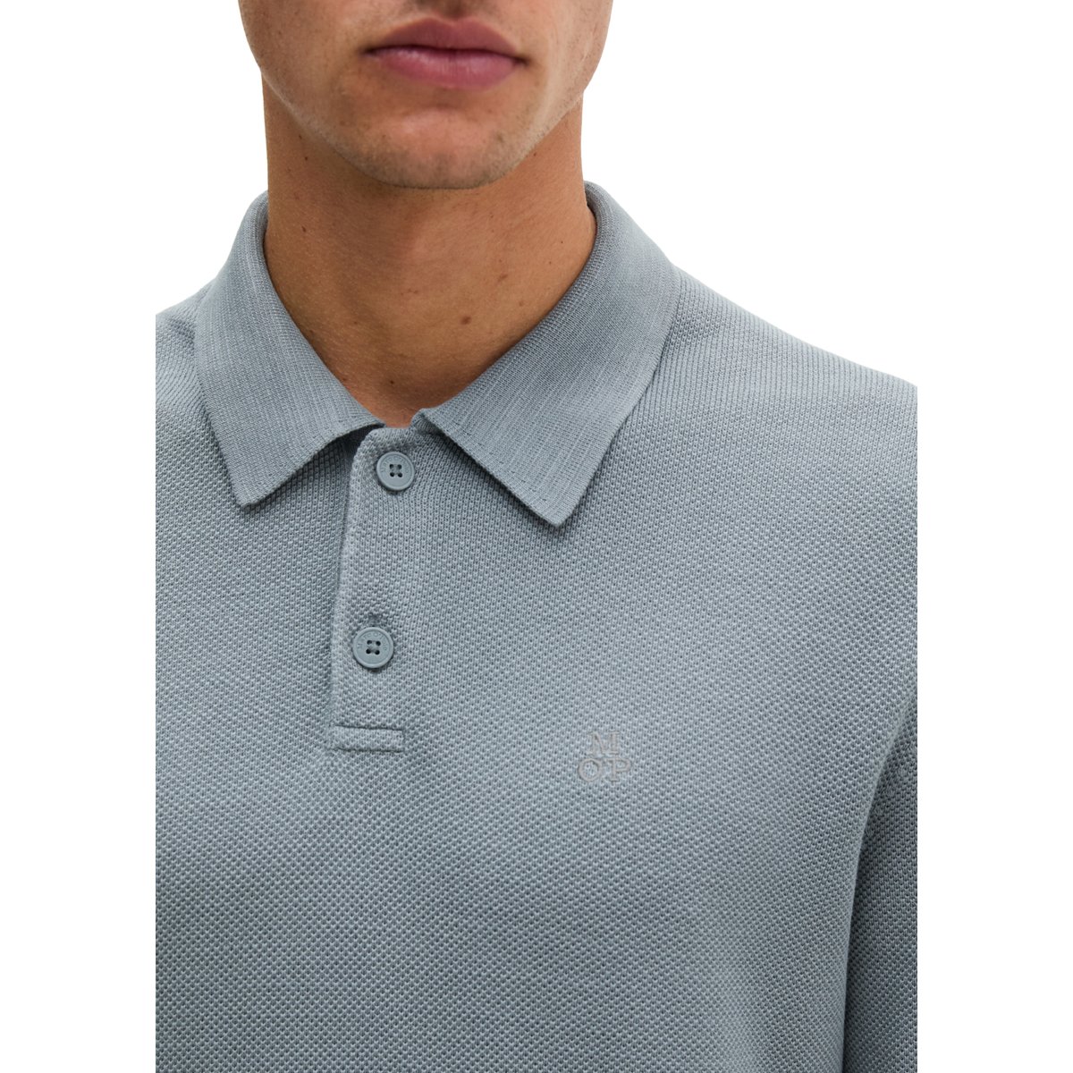 Polo en maille, coupe classique en pur coton biologique gris, MARC O'POLO