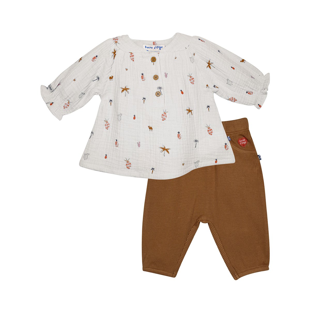 Blouse pantalon nina naissance blanc, SUCRE D'ORGE