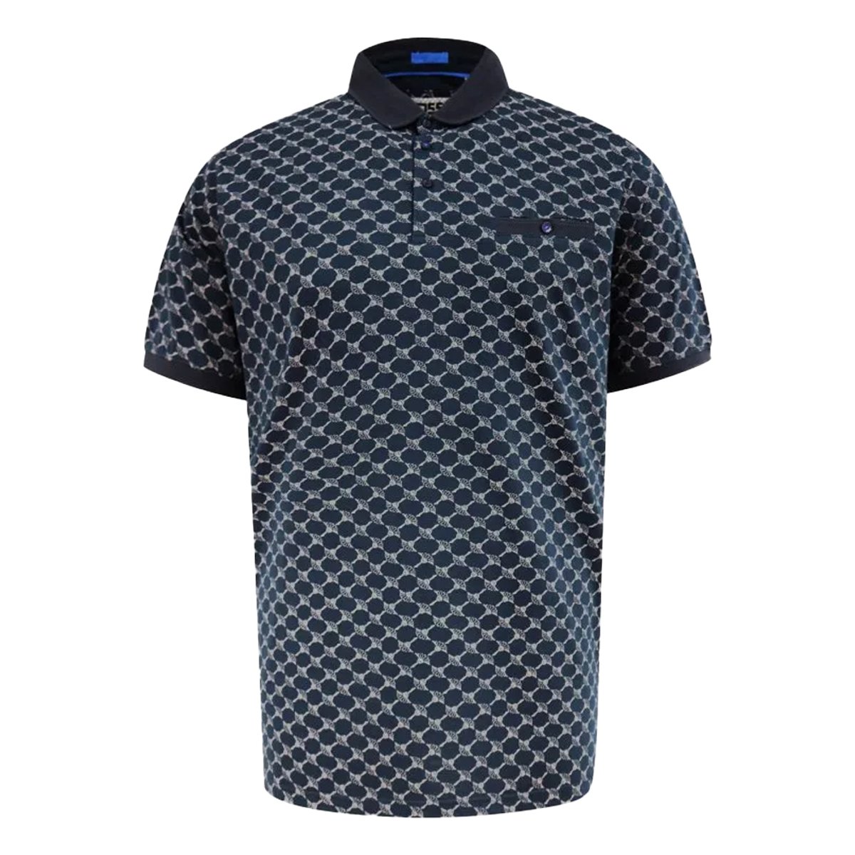 Polo manches courtes motif/style imprimé intégral SAUNDERS bleu marine, DUKE
