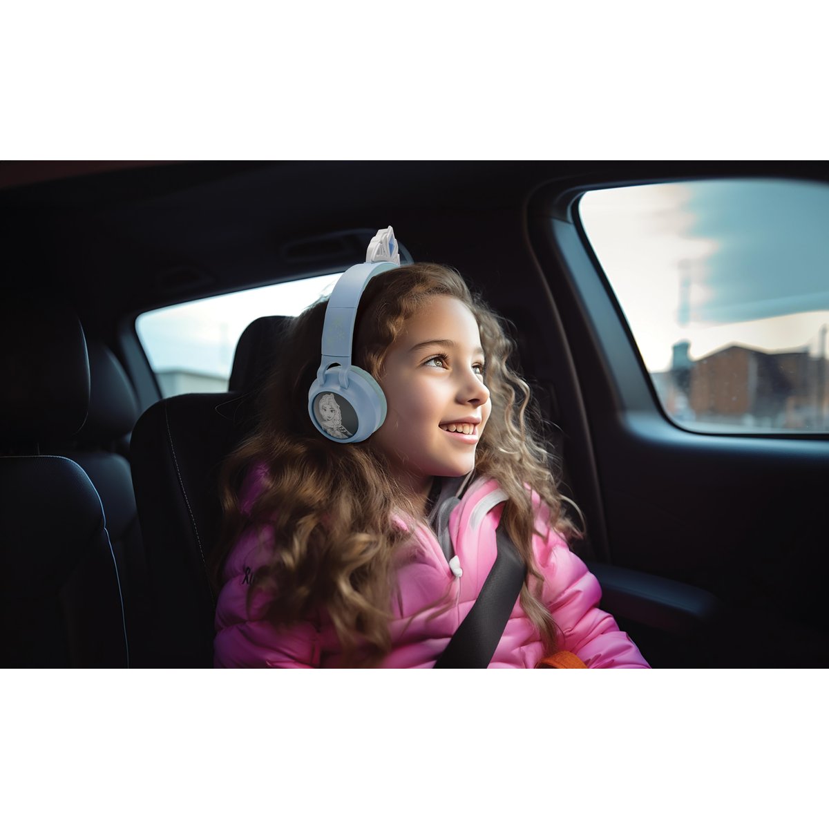 Casque lumineux pliable Bluetooth® et filaire avec un design d'une tiare de l'univers de La Reine des Neiges violet, LEXIBOOK