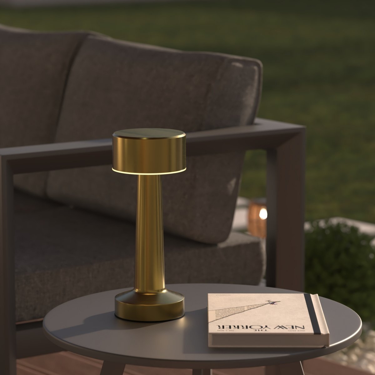 Lampe d'extérieur nomade rechargeable USB HALTO doré, ATMOSPHERA