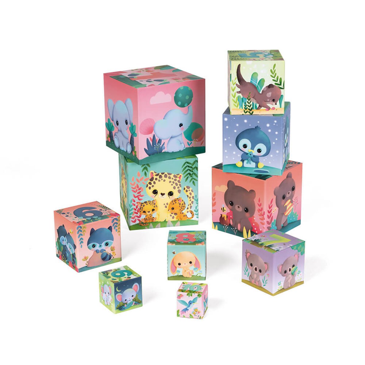 Pyramide Carree "les Animaux Tous Mignons" multicolore, JANOD