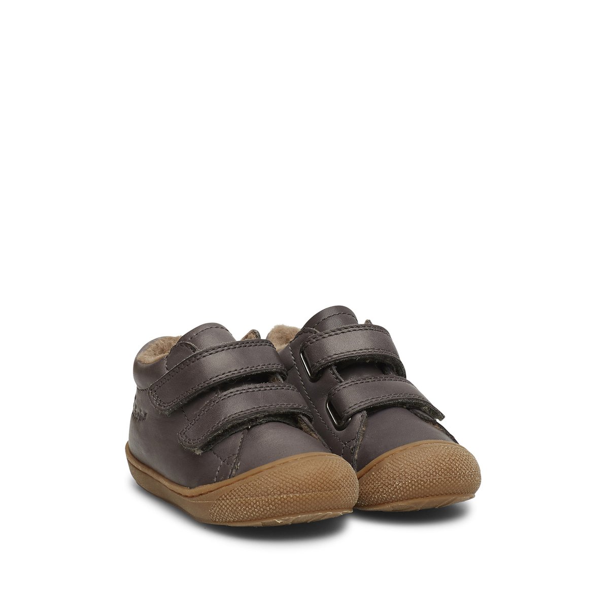 Chaussures premiers pas en cuir doublés en laine COCOON VL anthracite, NATURINO