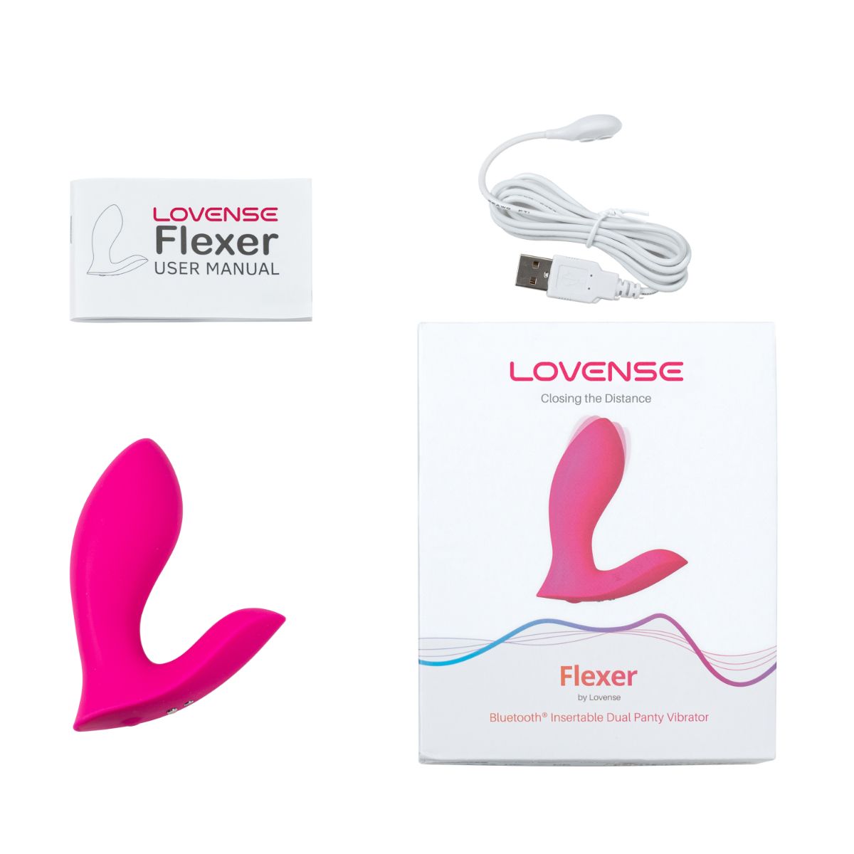 Vibromasseur double insérable pour culotte FLEXER rose, LOVENSE