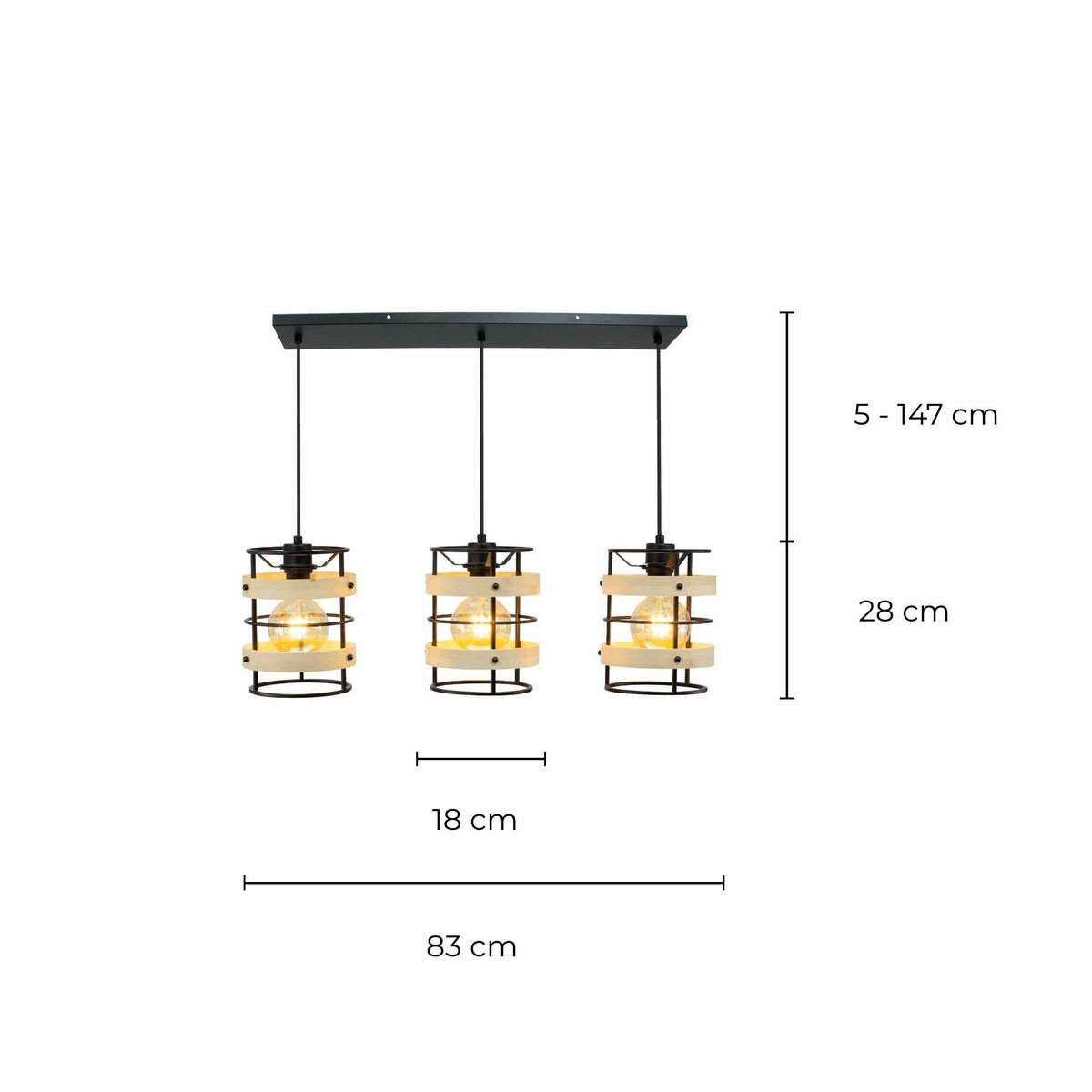 Suspension en bambou et métal, ARTONE noir et naturel, C-CREATION