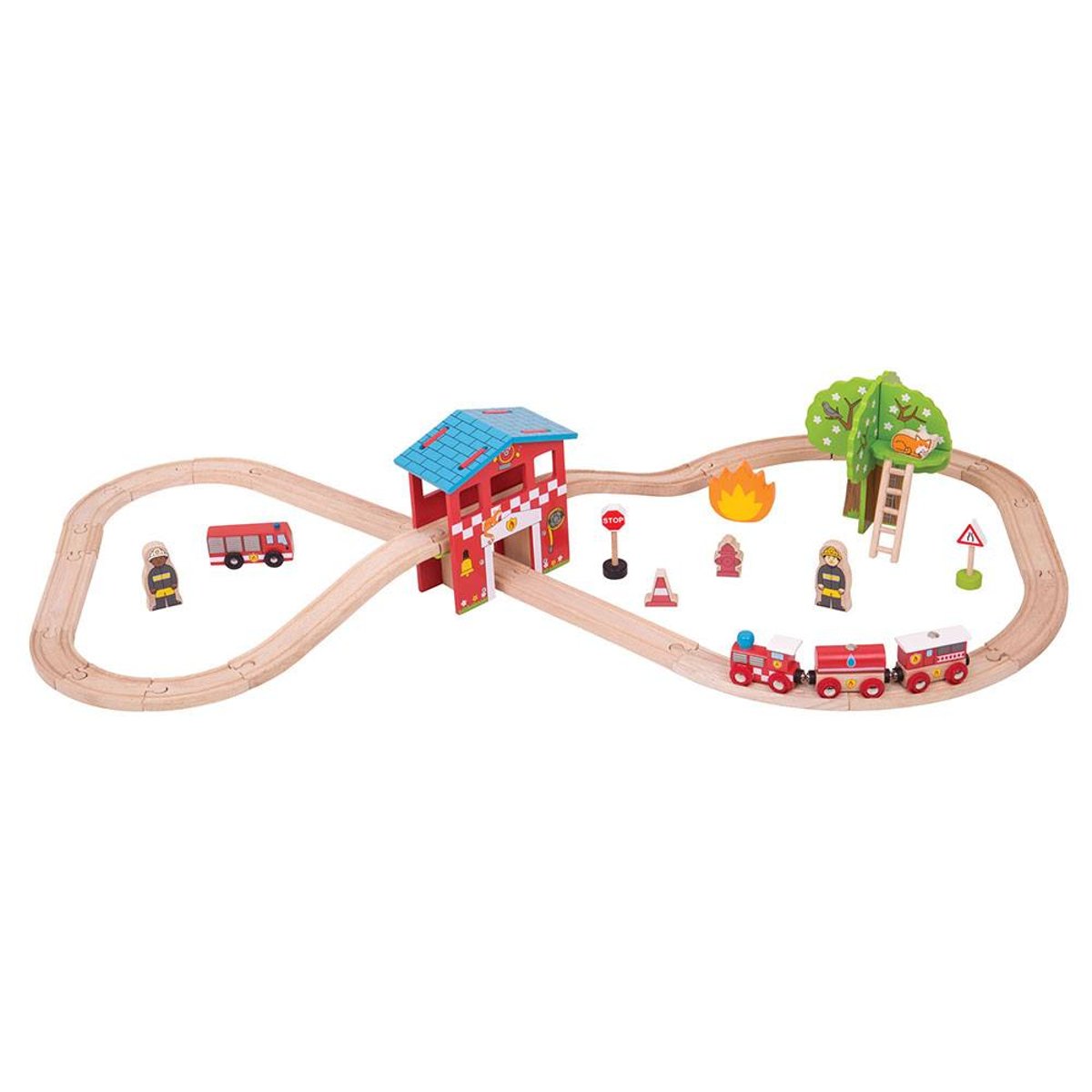 Circuit de train Caserne de pompiers rouge, BIGJIGS
