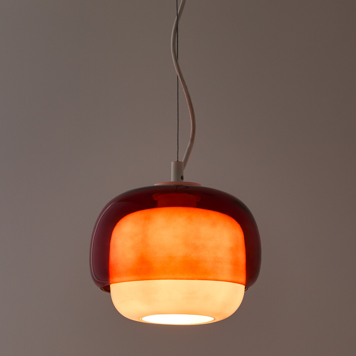 Candeeiro em vidro de cor, Ø21,5 cm, Kinoko vermelho, LA REDOUTE INTERIEURS