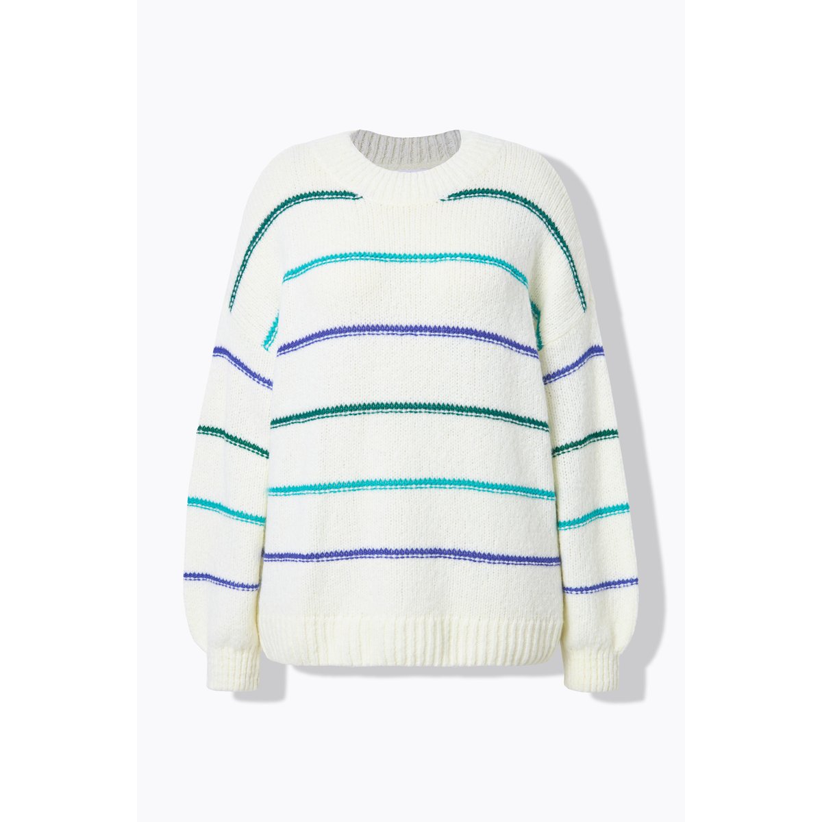 Pull oversize en maille épaisse à col rond classique blanc cassé, STUDIO UNTOLD
