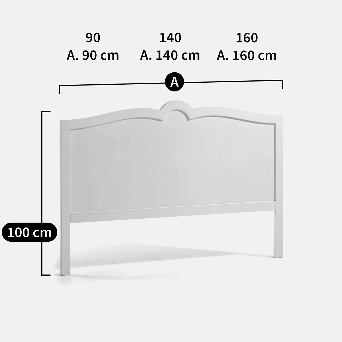 Tête de lit laquée, finition festonnée, SYDIA blanc, LA REDOUTE INTERIEURS