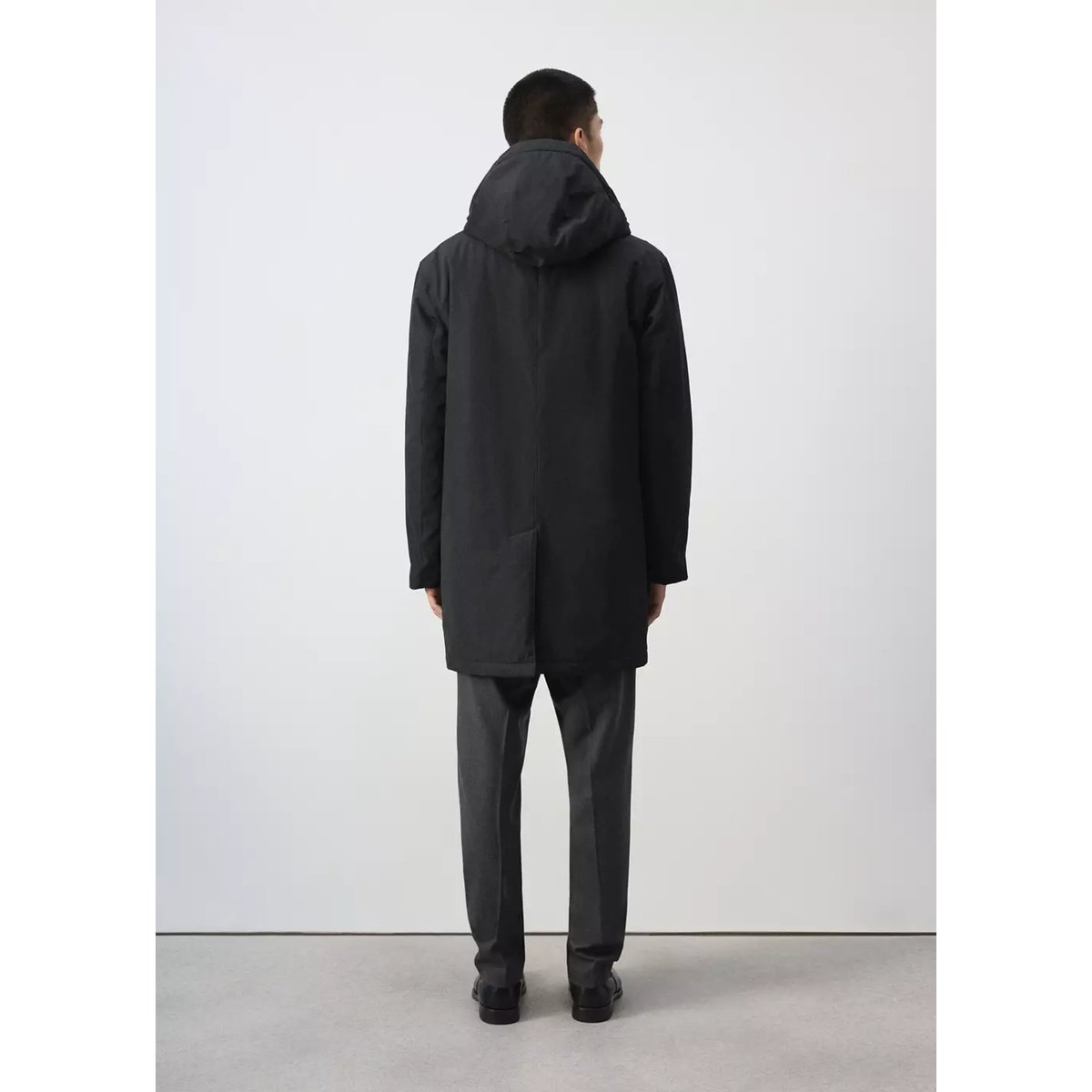 PARKA MÉLANGE COTON DÉPERLANT noir, MANGO MAN