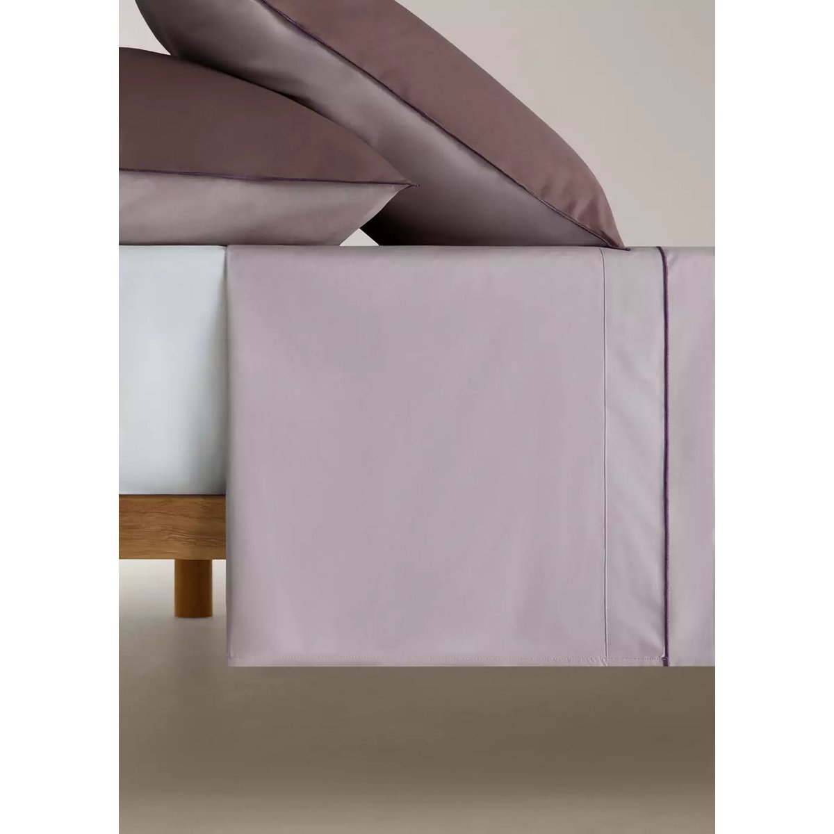 Drap plat en percale de coton 100 % Lit 180/200 cm marron, MANGO HOME