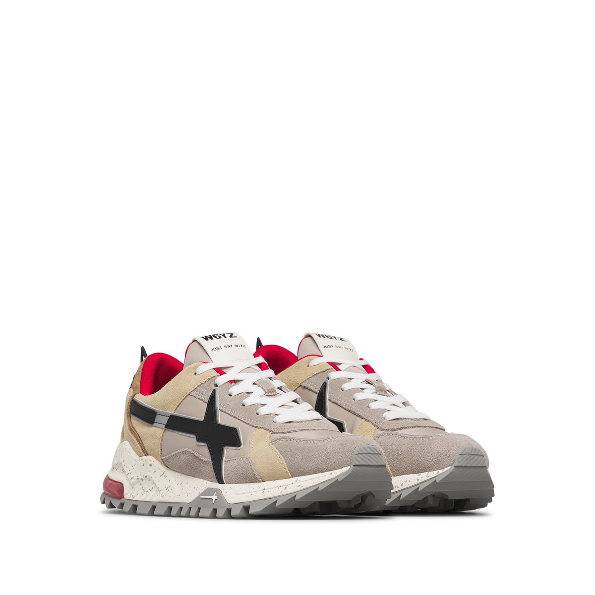 Sneakers en tissu technique et en daim BREEZE 3-M. gris tourterelle-sable, W6YZ