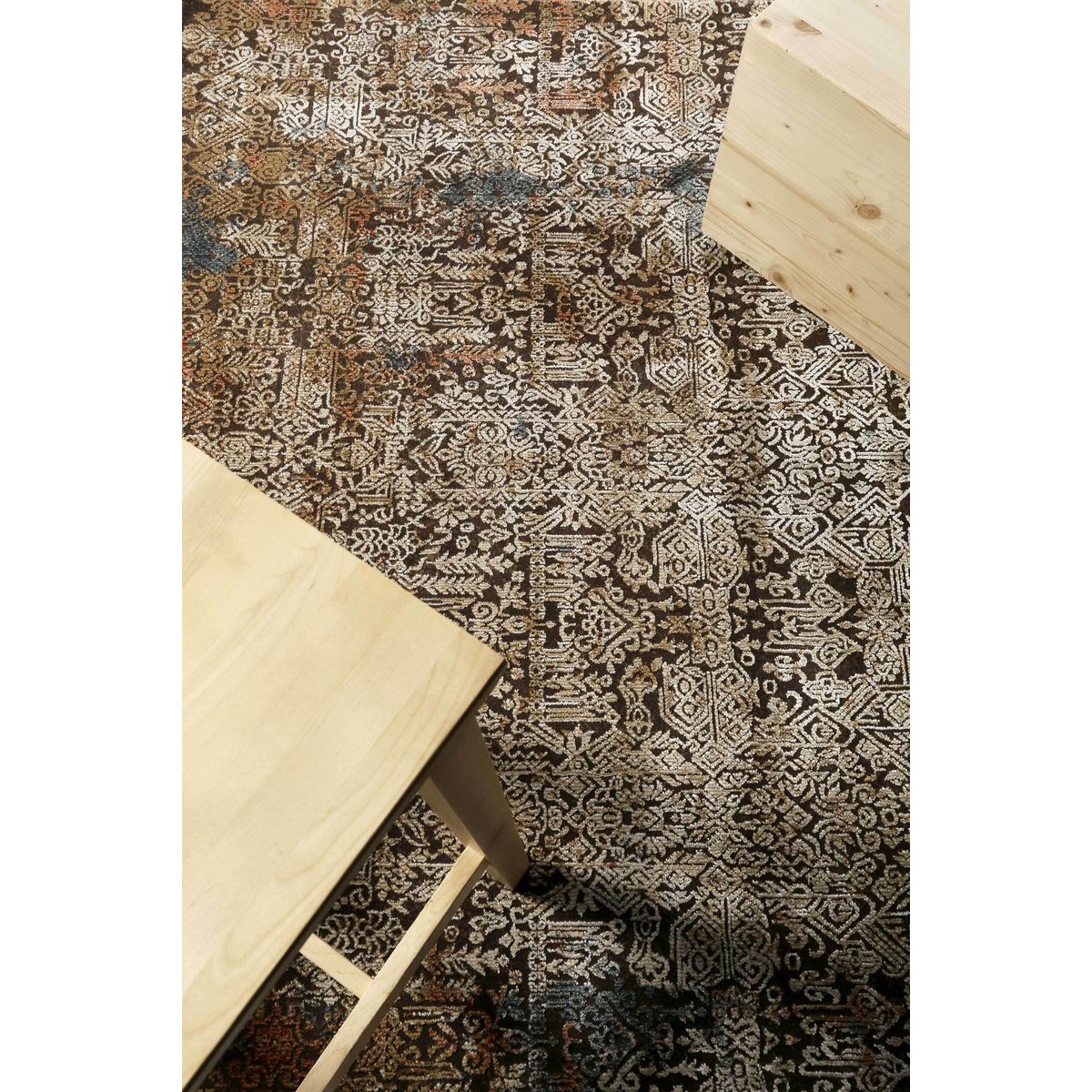 Tapis tissé baroque avec relief pour salon ,  BEL ETAGE marron, WECON HOME