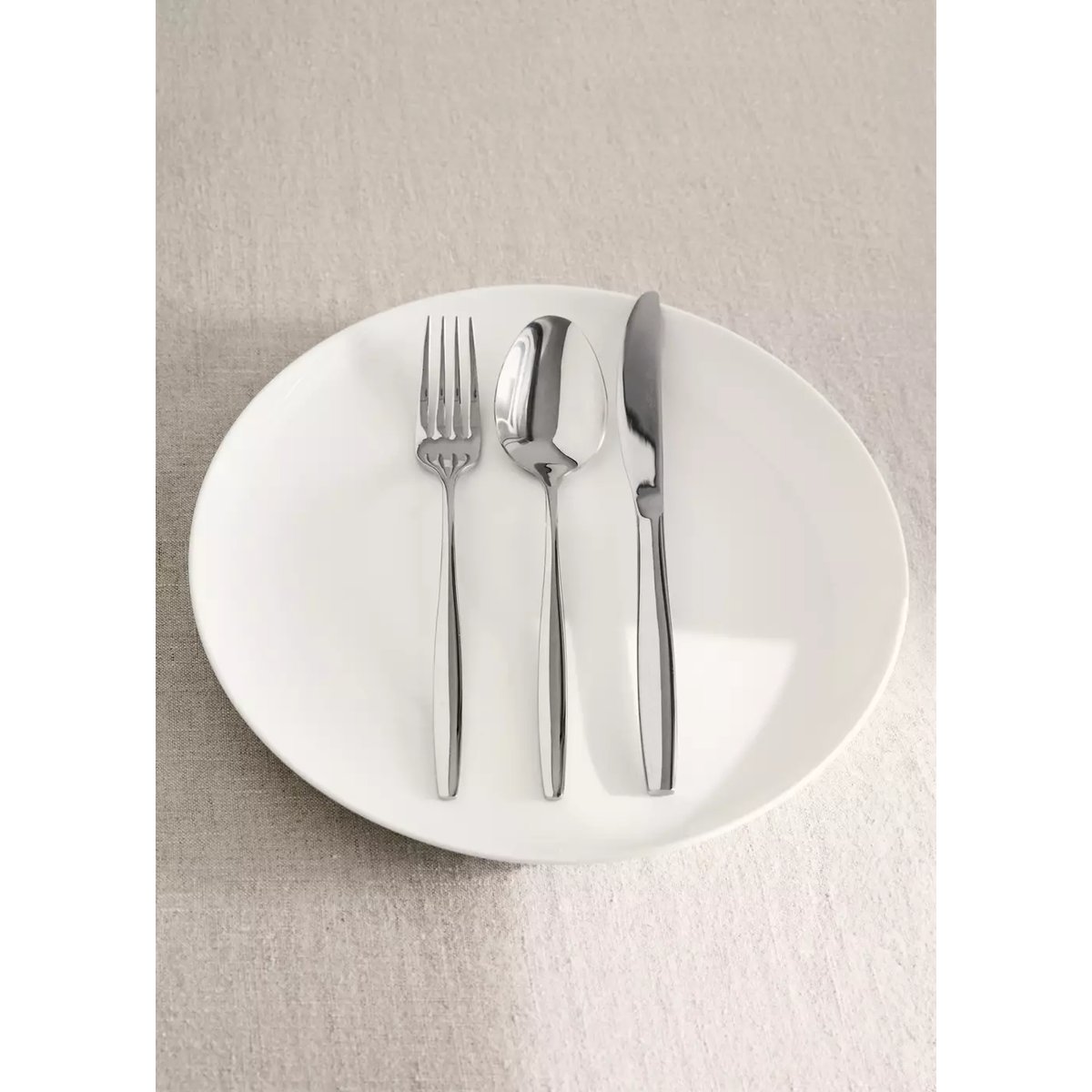 Ensemble de couverts 3 pièces en acier inoxydable à manche fin argent, MANGO HOME