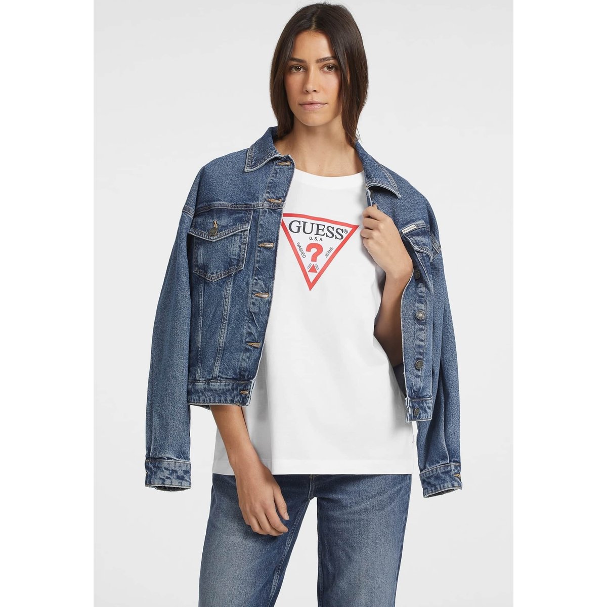 T-Shirt Boxy Iconic blanc, GUESS