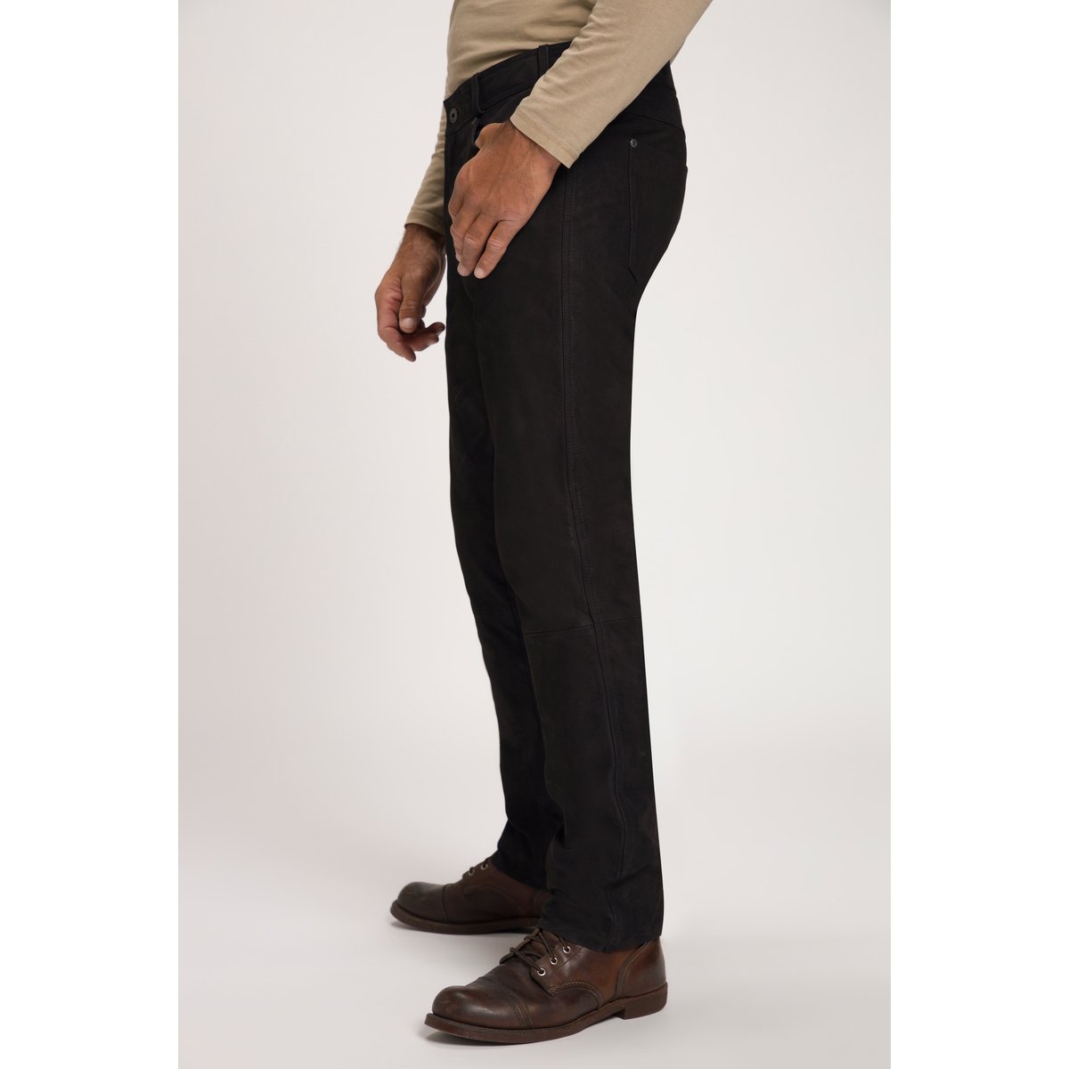 Pantalon regular Fit 5 poches en cuir de noir, JP1880