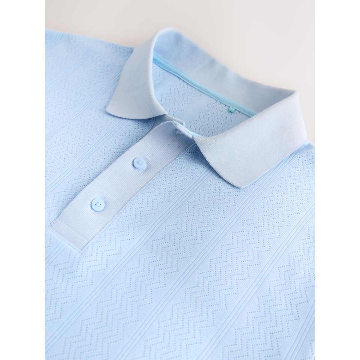 Polo coupe standard en maille pointelle bleu, NEXT