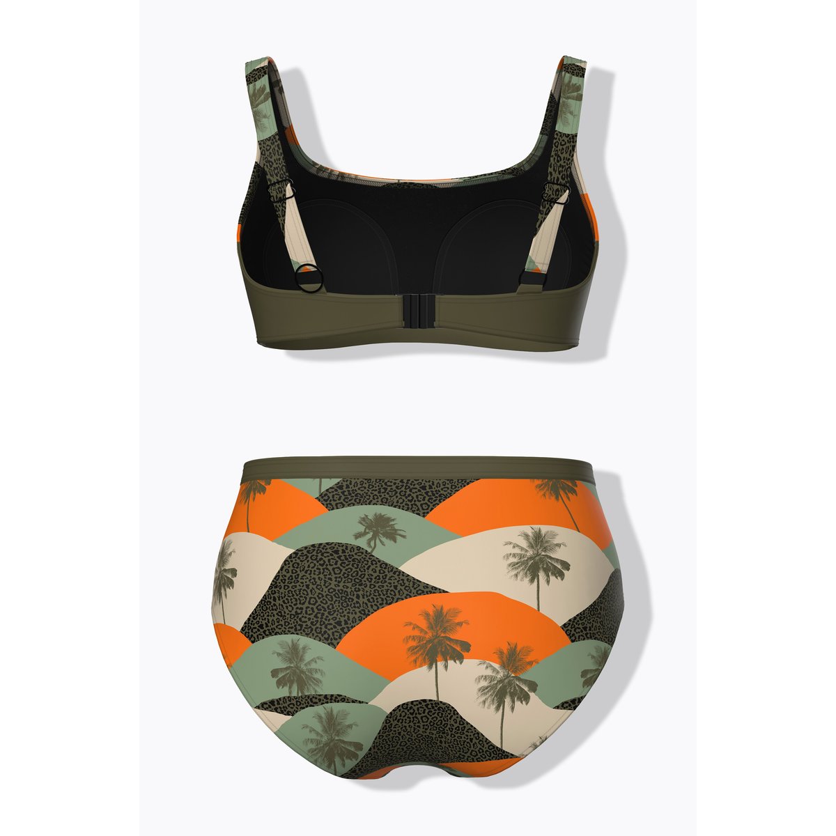 Bikini motif palmiers kaki foncé, ULLA POPKEN