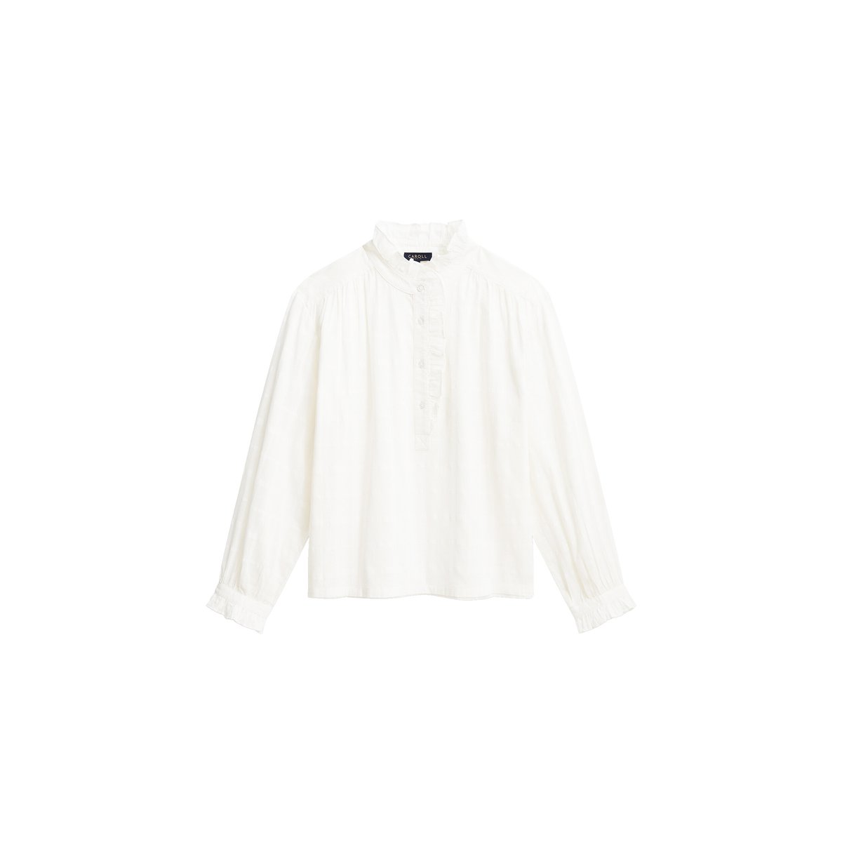 Chemisier droit col montant CFLEUR ecru, CAROLL