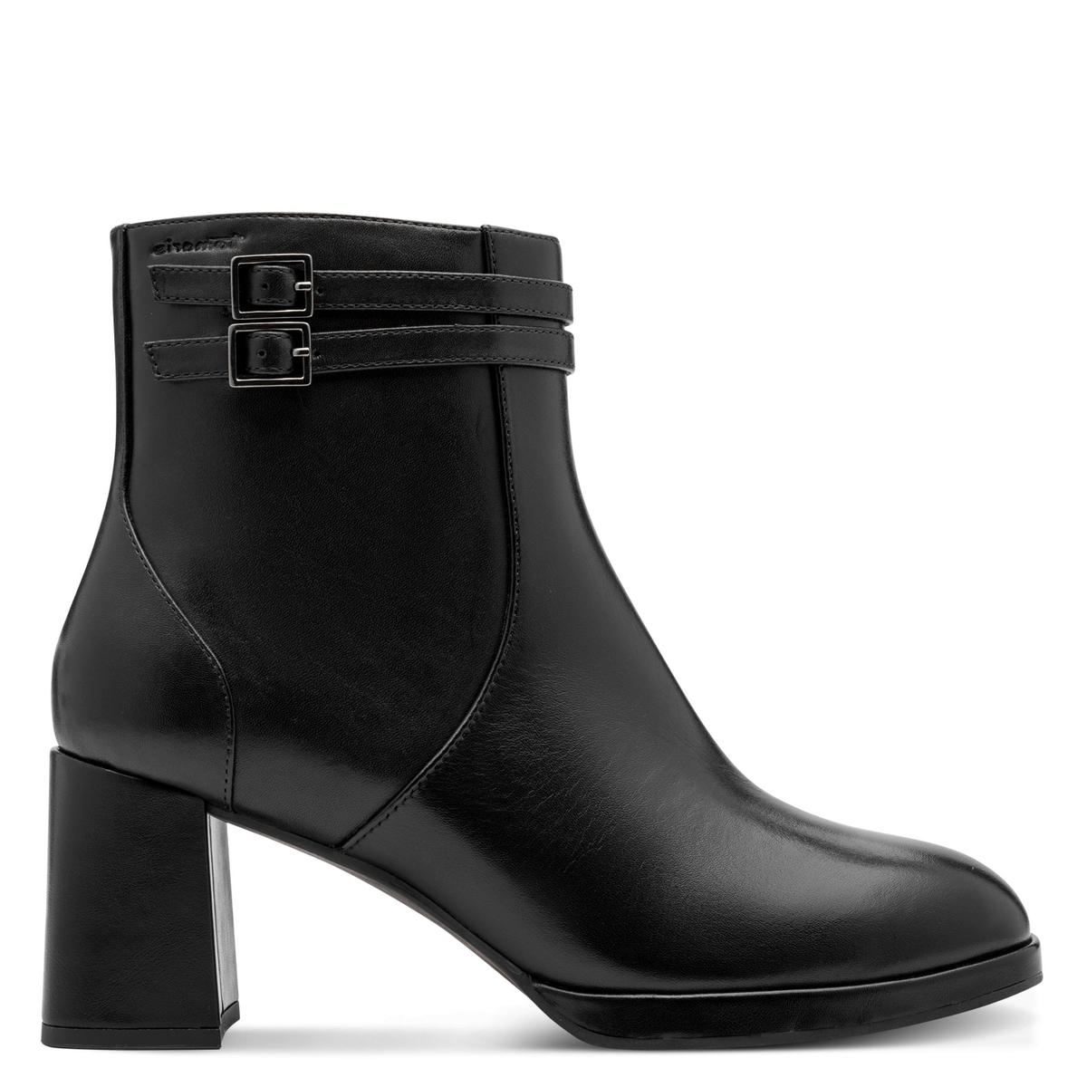 Bottine en cuir noir, TAMARIS
