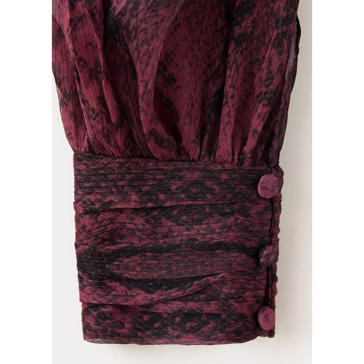 Blouse col montant imprimé animalier rose, MANGO