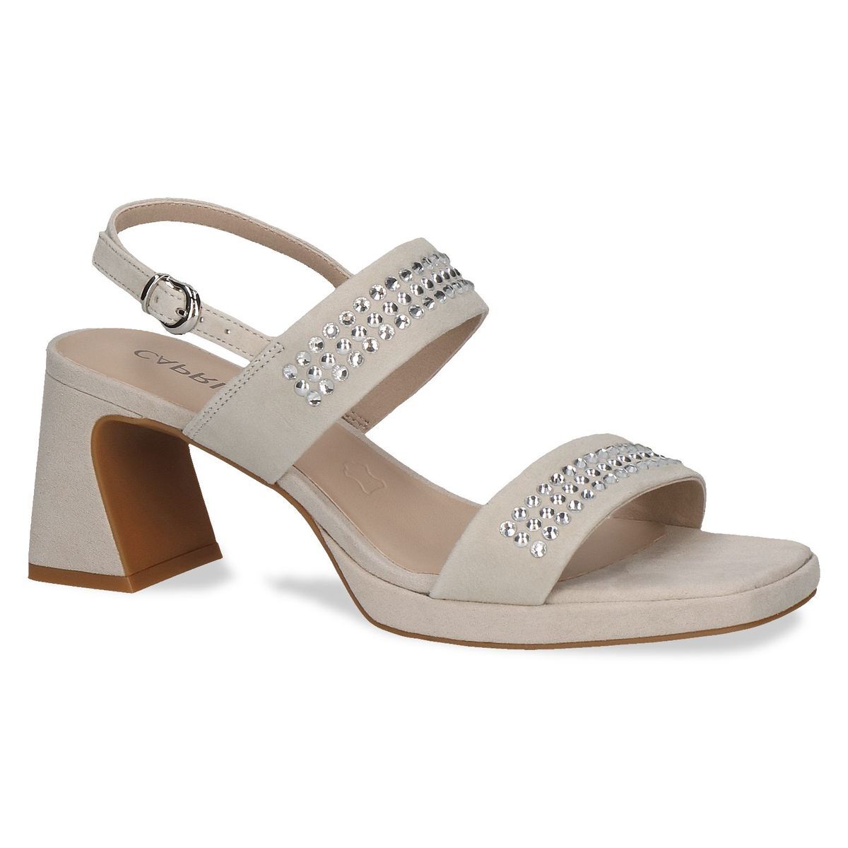 Sandale à talon en cuir gris suède, CAPRICE