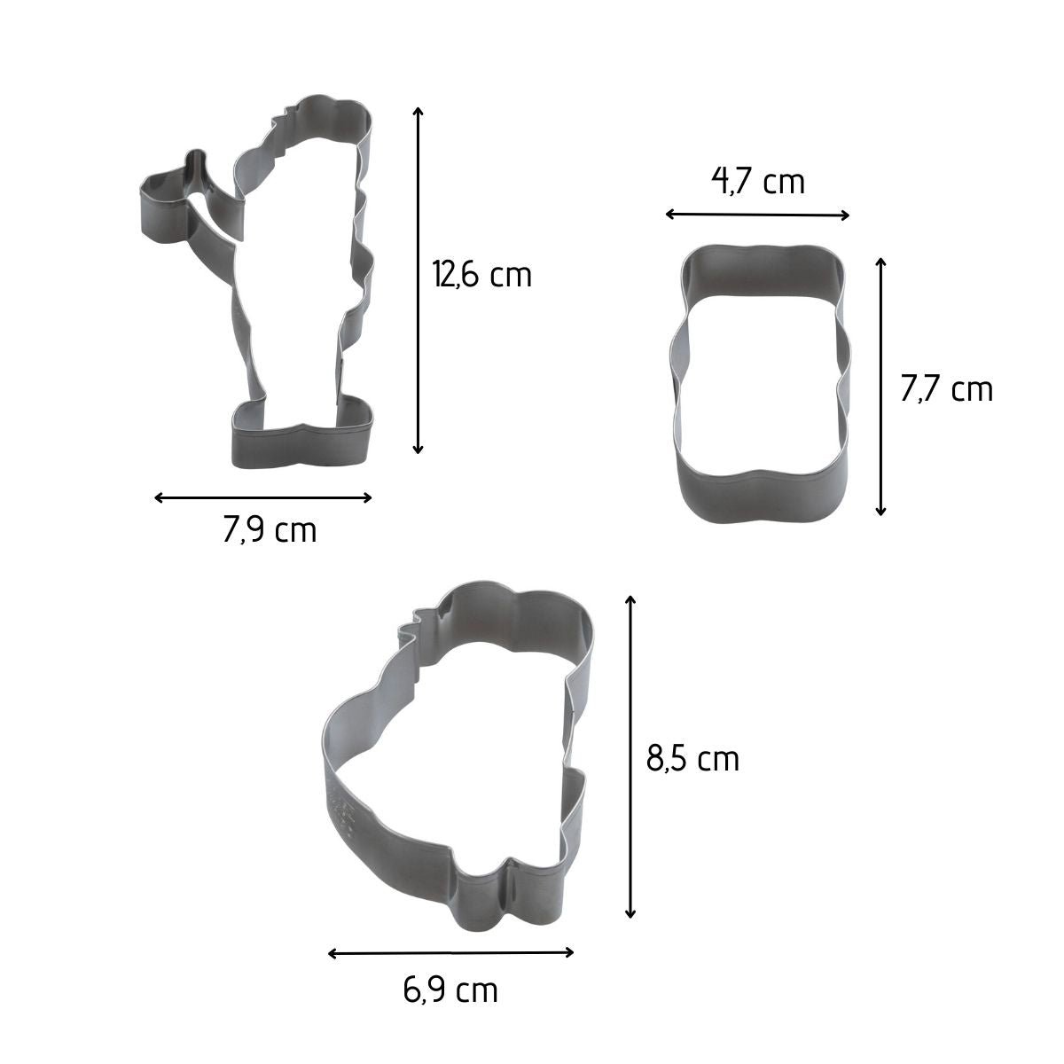 Lot de 3 emporte-pièces oursons HARIBO inox, ZENKER