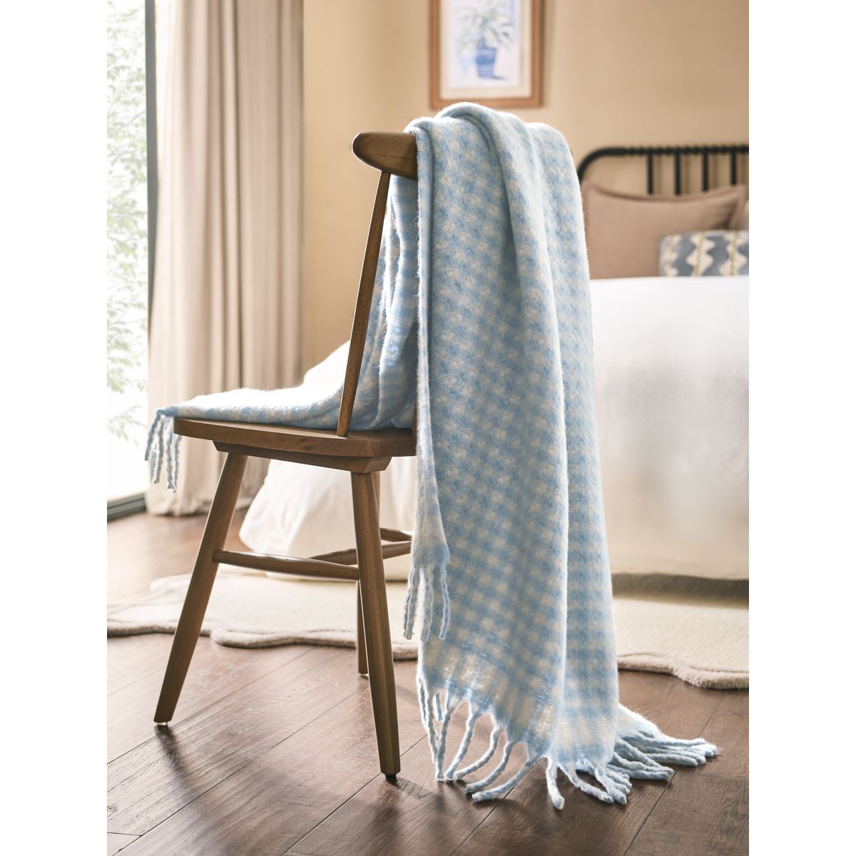 Jeté de lit confortable à motif vichy bleu, NEXT