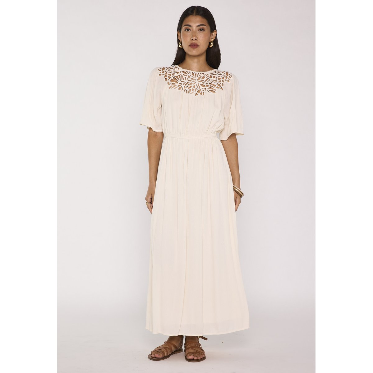 Robe fluide à dentelles PERFECT ecru, Maison 123