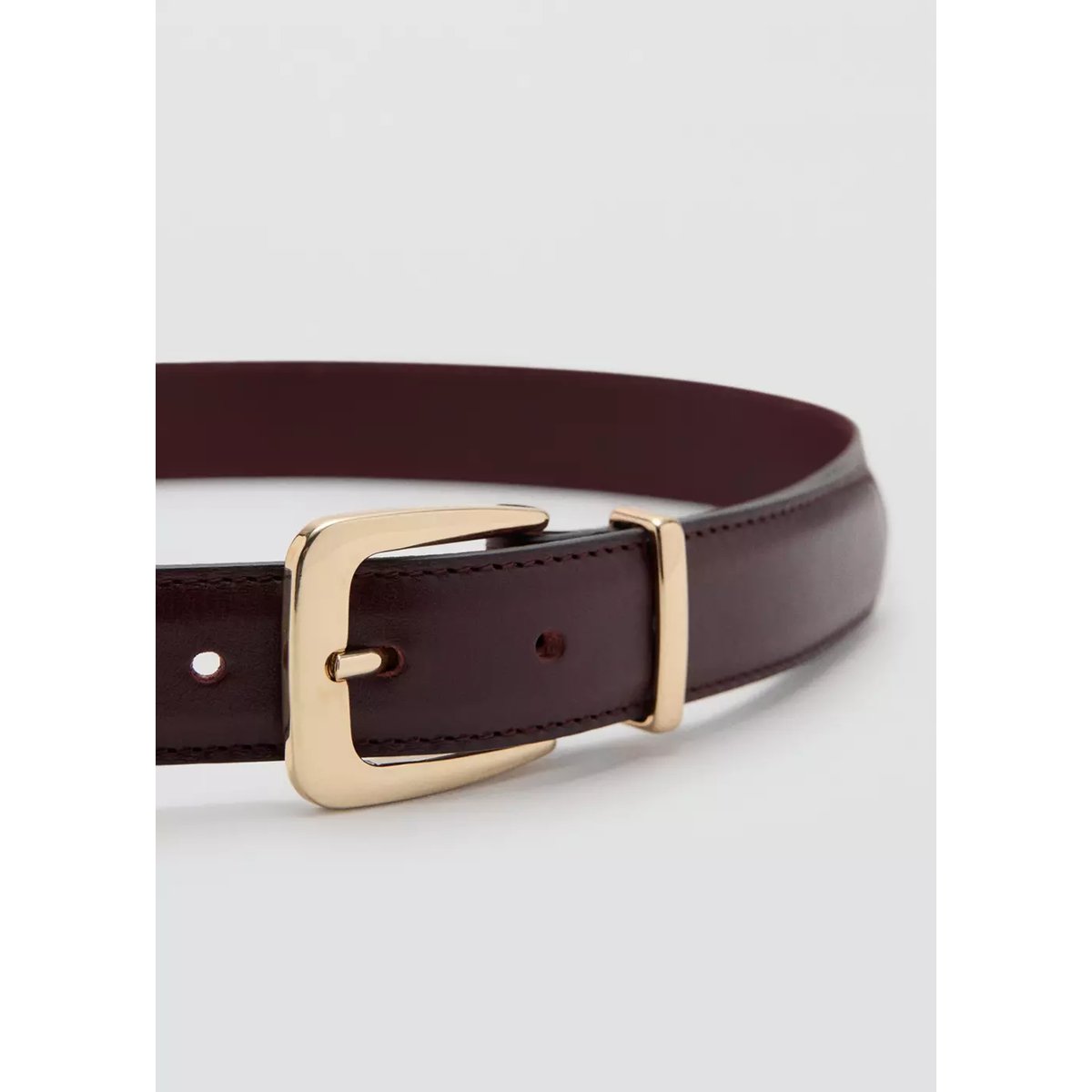 Ceinture 100 % cuir bovin bordeaux, MANGO