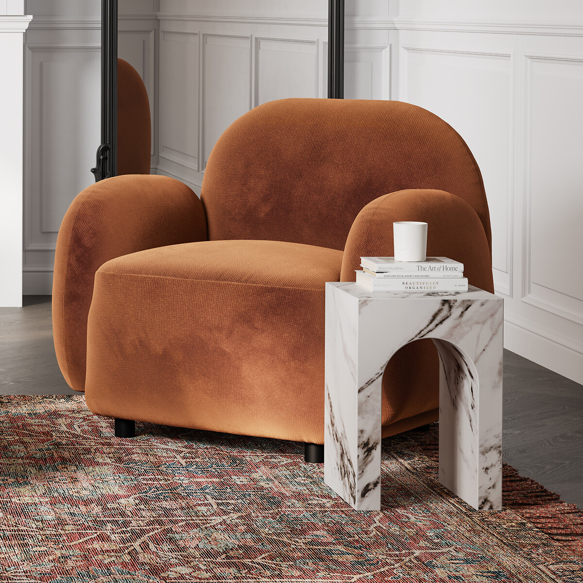 Cecilia Calacatta Faux Marble Side Table white marble, ÉDITÉ