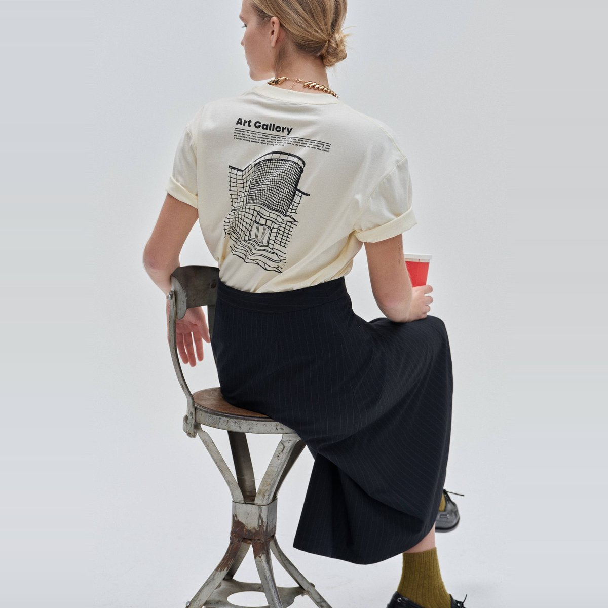 T-shirt à manches courtes imprimé au dos en coton BIO winter white, MONOPRIX