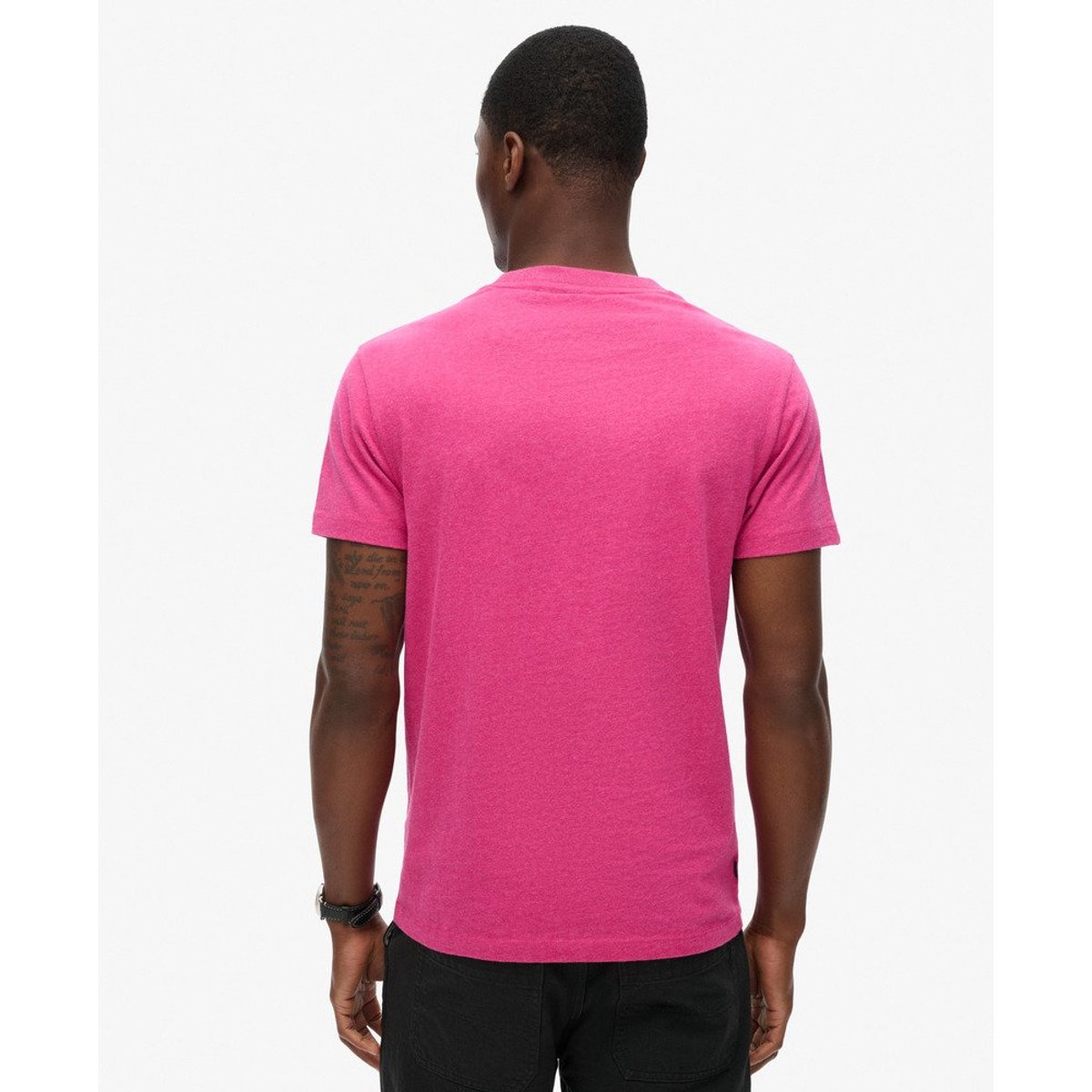 T-shirt col rond Vintage Logo magenta chiné, SUPERDRY
