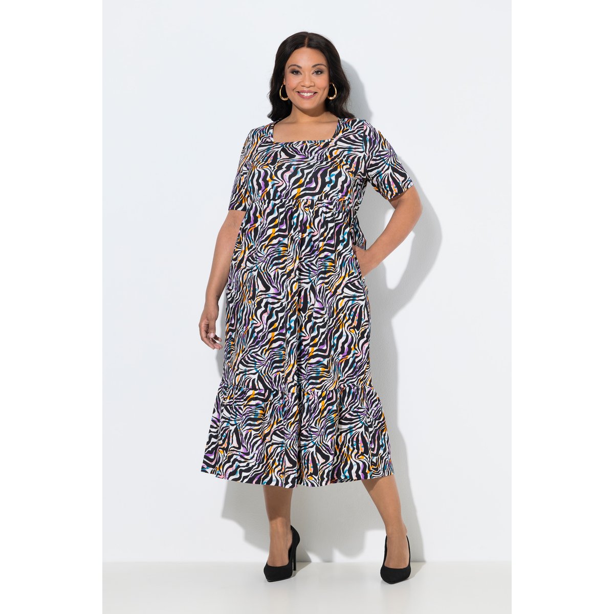Robe maxi motif animal noir, ULLA POPKEN