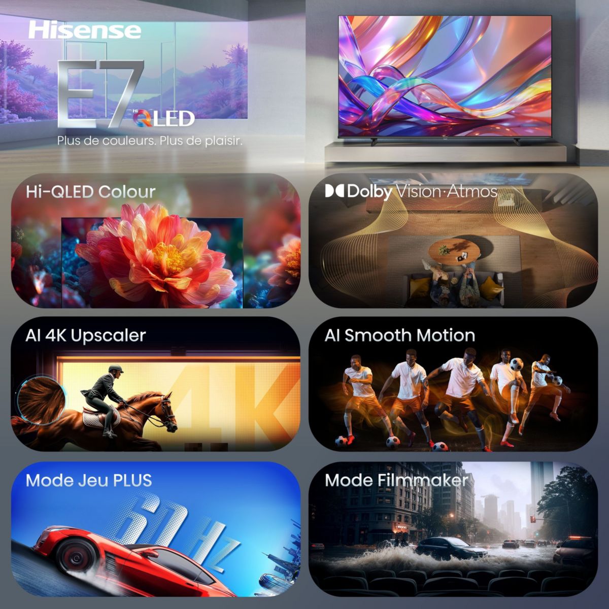 TV QLED 58E7S (2026) 58" (146 cm) couleur unique, HISENSE