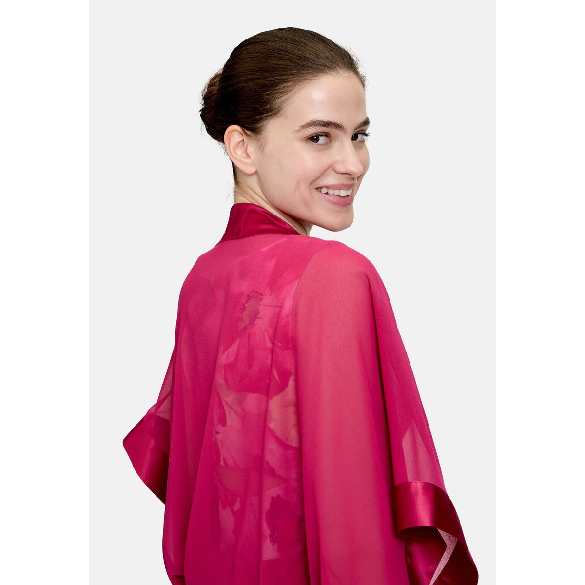 Étole en chiffon à manches 3/4 dark raspberry, VERA MONT