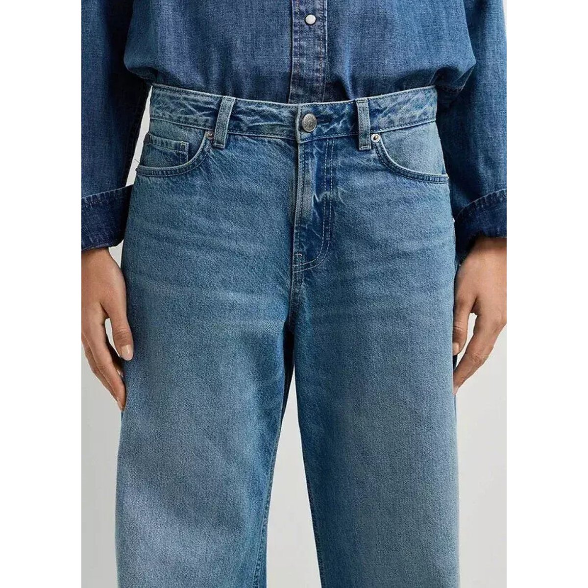 Jeans a vita alta taglia standard LINA blue rigid denim, PEPE JEANS