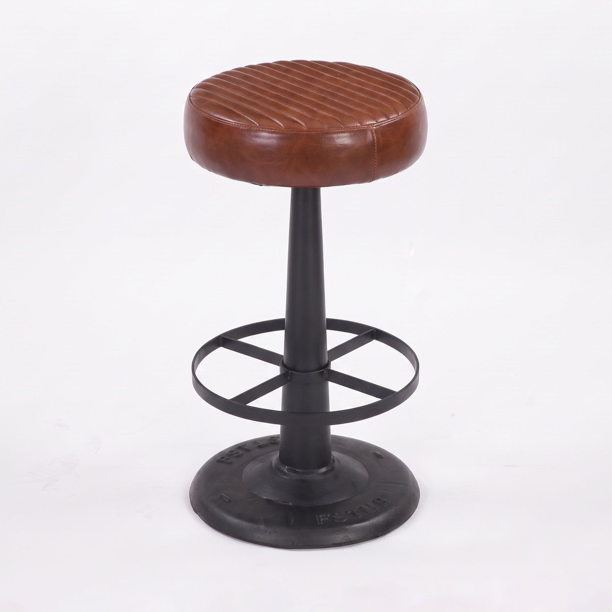 Tabouret pour îlot central 65 cm en cuir de buffle - LUCIEN marron foncé, MAISON PAVANE