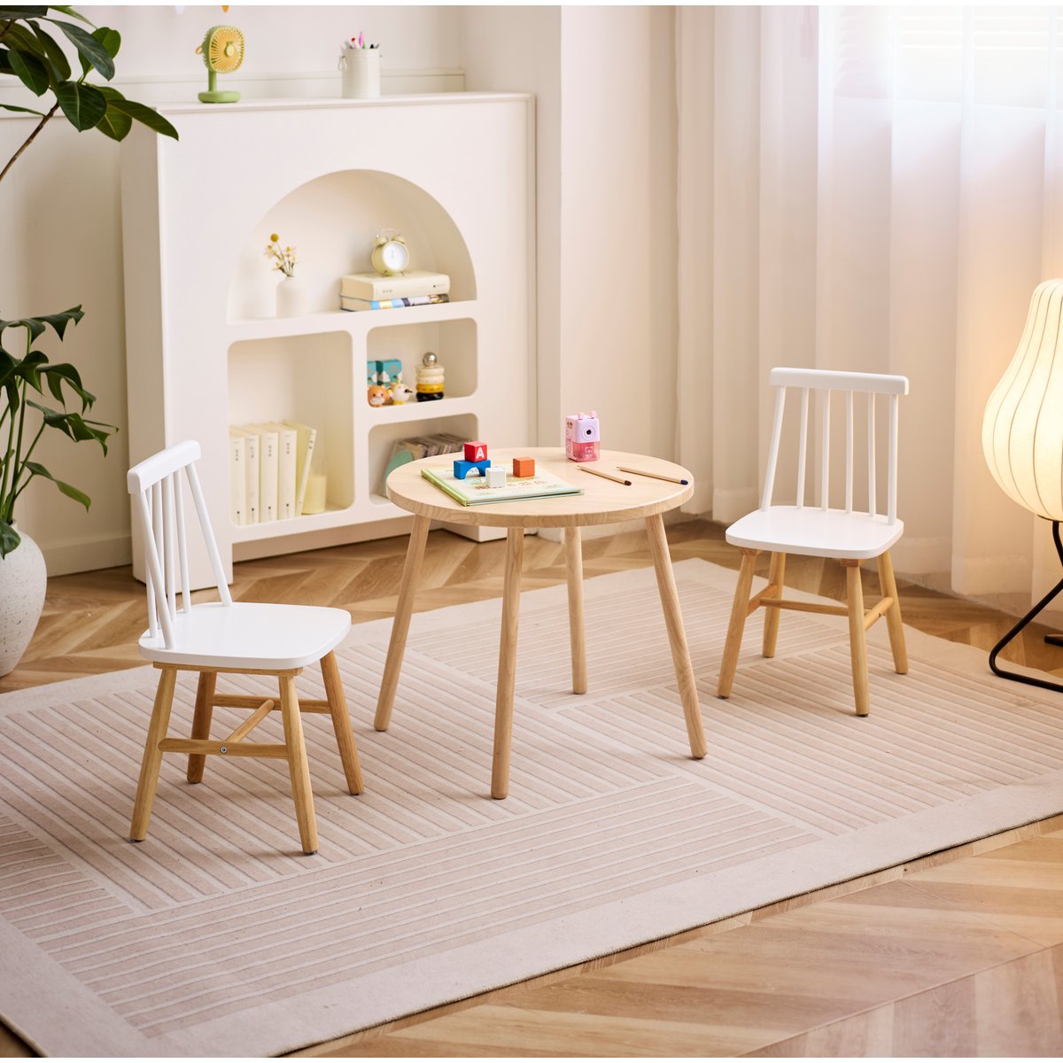 Lot de 2 chaises pour enfants, bois massif, NESNA blanc, NORDLYS