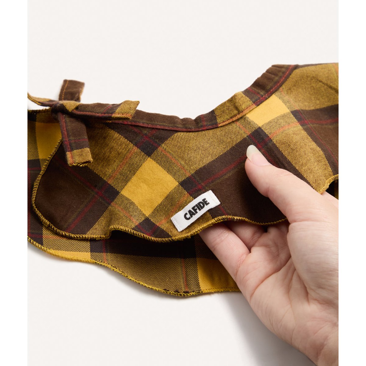 Bandana pour chien style col tartan moutarde, Lola jaune, CAFIDE