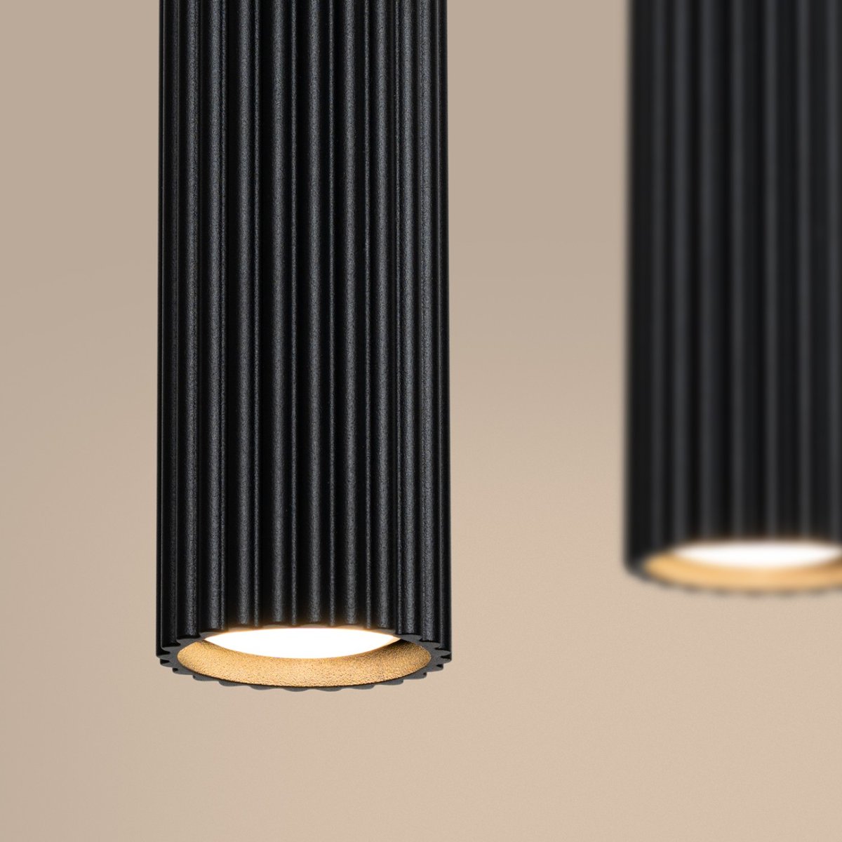 Suspension Aluminium Noir GU10 4 Karbon noir, EDEN