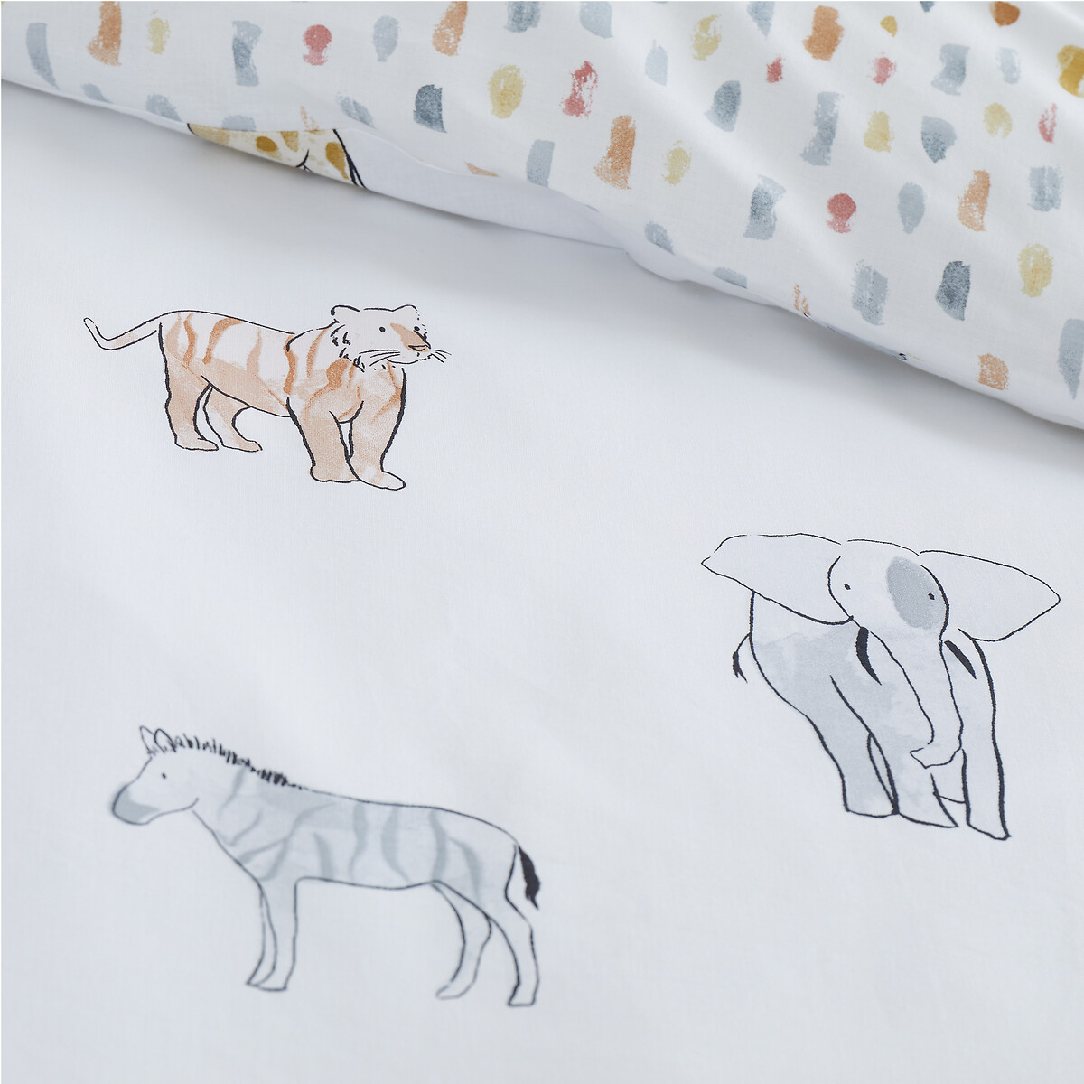 Zoo Animals 100% Cotton Duvet Cover and Pillowcase Set grey, BIANCA FINE LINENS