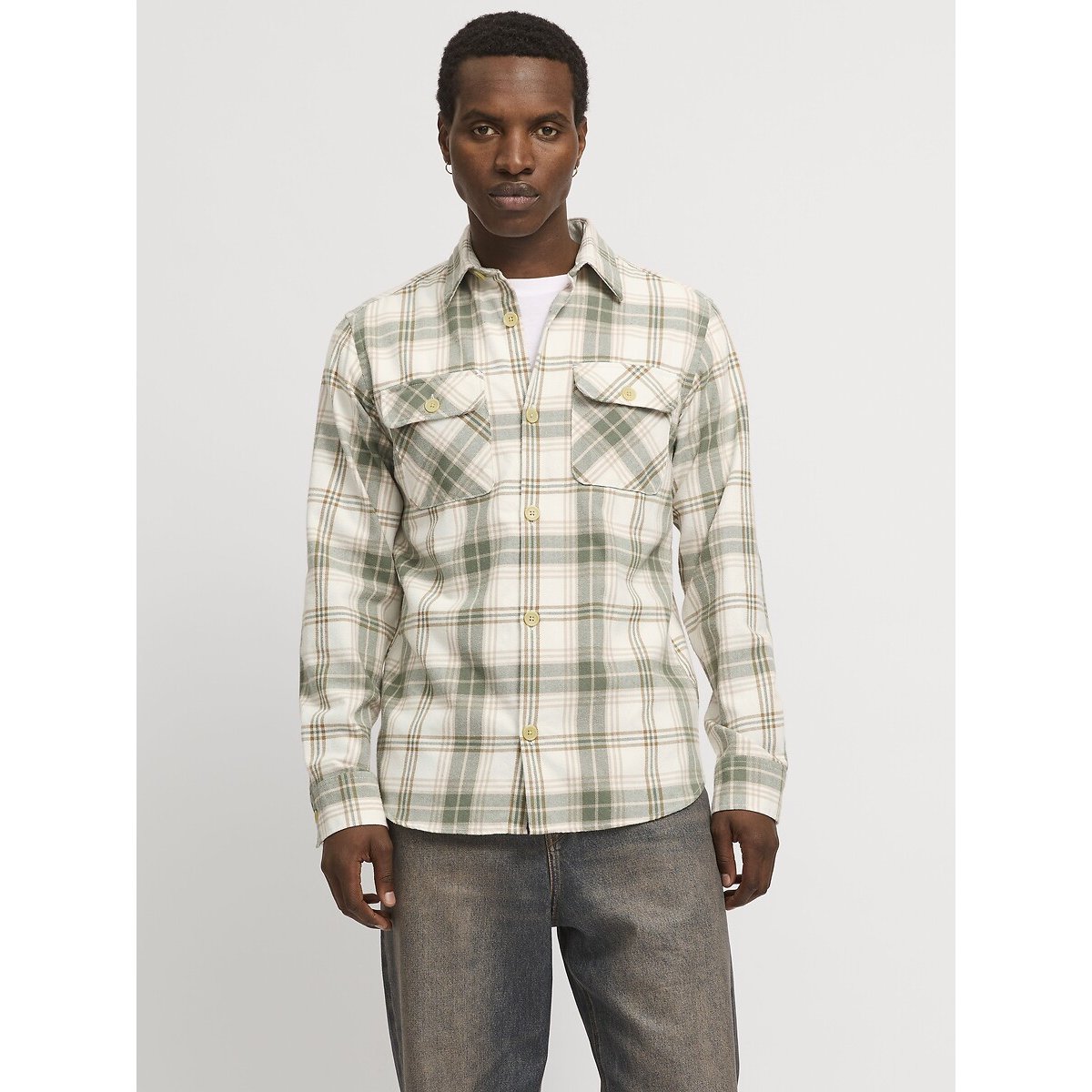 Surchemise en flanelle carreaux écru, JACK & JONES
