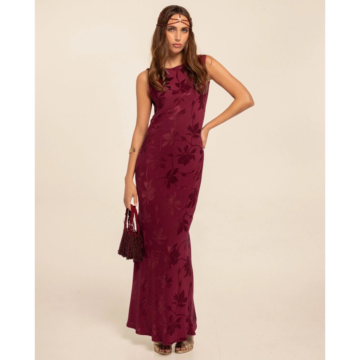 Robe avec décolleté drapé au dos rouje, THE-ARE